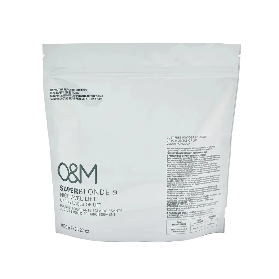 O&M SUPER BLONDE High Level 9 Lift Powder Lightener / Обесцвечивающая пудра УЛЬТРА БЛОНД 9, 1000г