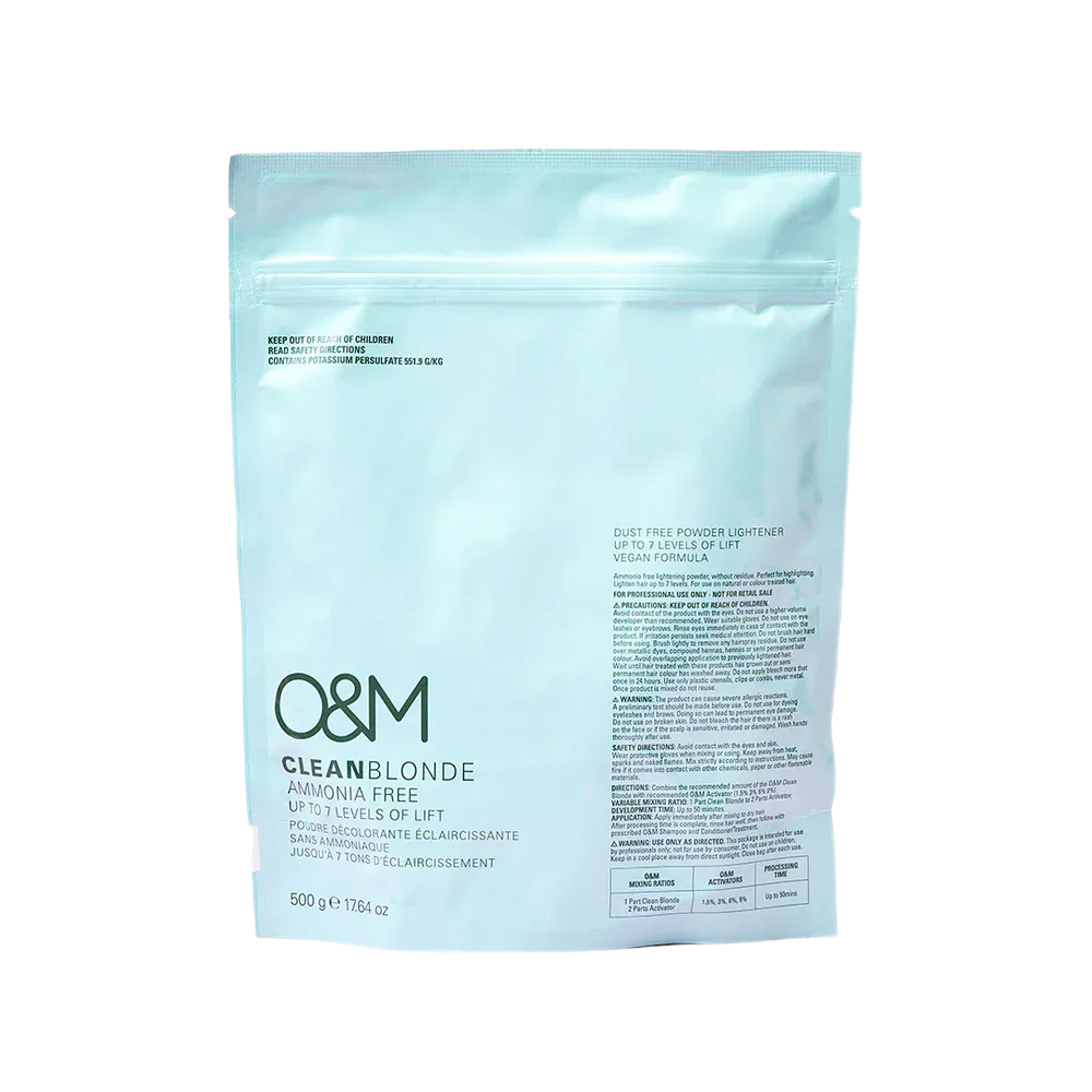 O&M CLEAN BLONDE Ammonia Free Powder Lightener / Обесцвецивающая пудра ЧИСТЫЙ БЛОНД без аммиака, 500