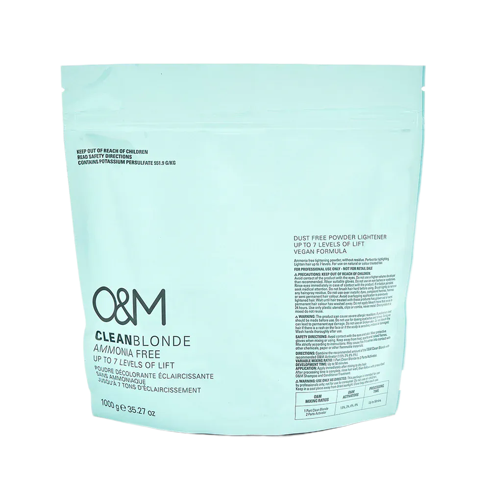 O&M CLEAN BLONDE Ammonia Free Powder Lightener / Обесцвецивающая пудра ЧИСТЫЙ БЛОНД без аммиака,1000